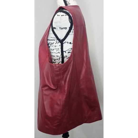 Caslon Women's Genuine Lamb Skin Red Soft Double Zipper Closure Pocket Vest 1X - Picture 2 of 13